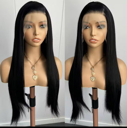 Black straight lace front synthetic wig