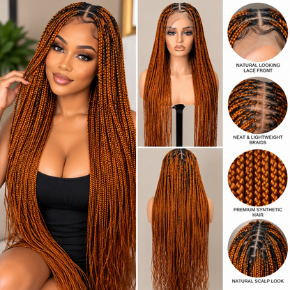 Orange color knotless braided wig