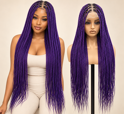 Purple knotless braided wig