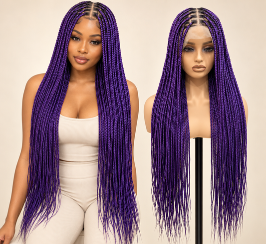 Purple knotless braided wig