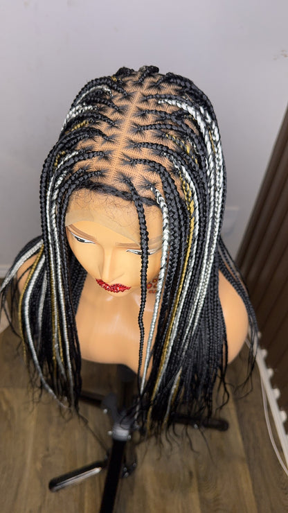 22 inches highlights knotless braided wig