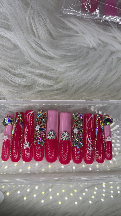 Pink nails acrylic press on nails