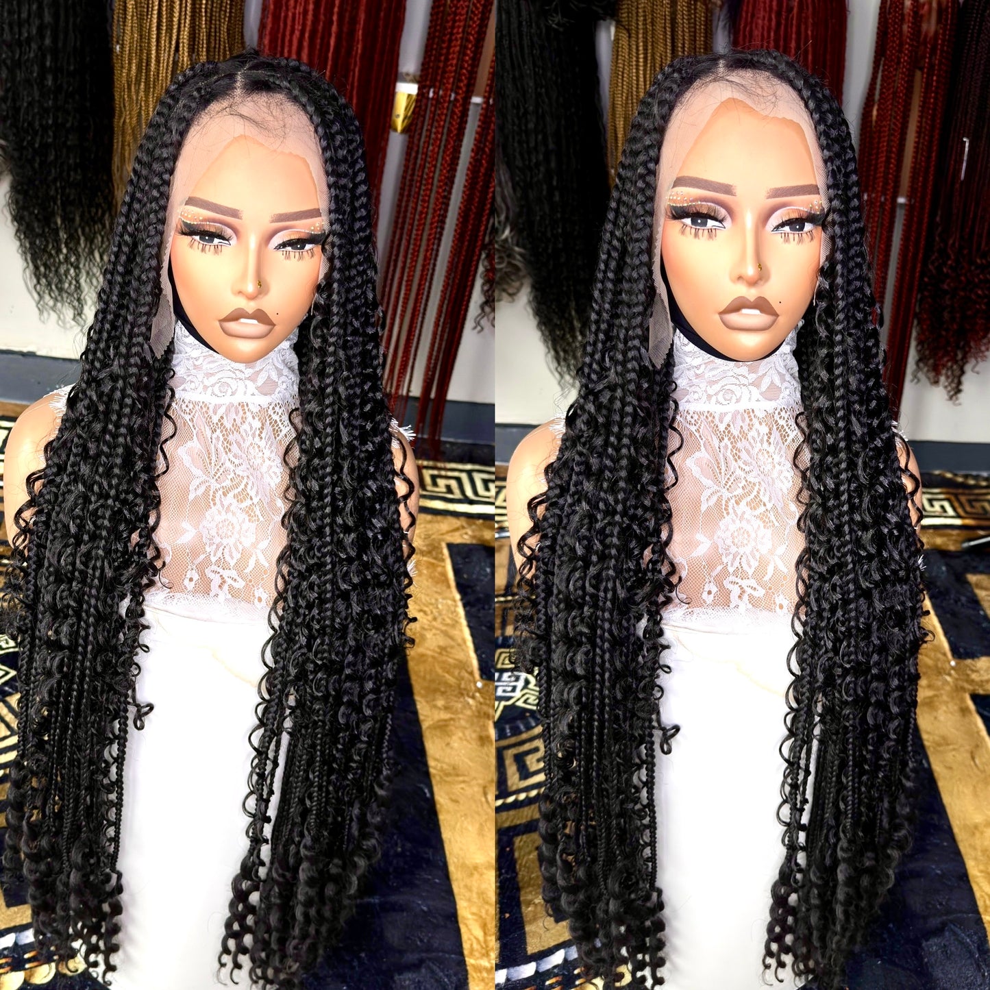 Black Boho knotless braids large knots