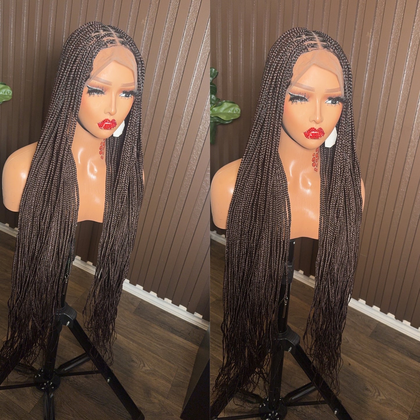 Brown knotless braids medium knots