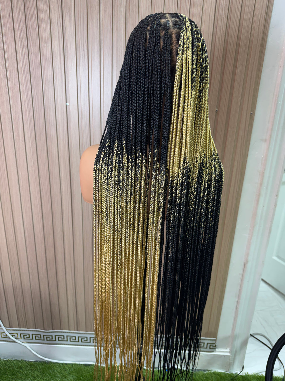Black and blonde cross braids