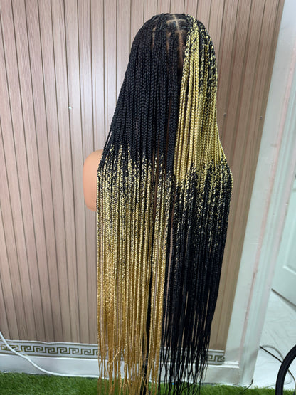 Black and blonde cross braids