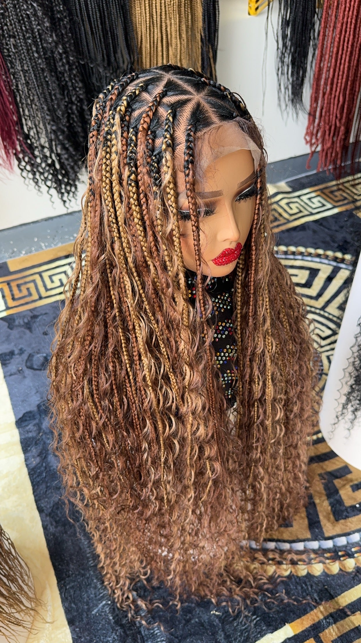 Bobo braids mix color Triangle paths