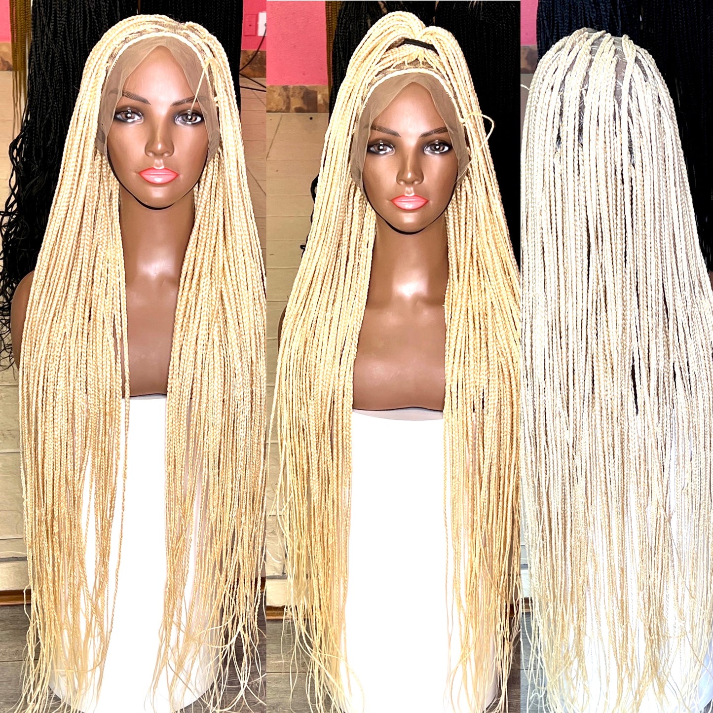 40 Inches Full Lace Front Knotless Box Braided Wigs With Baby Hair Super Long Synthetic Braids Wig For Black Women