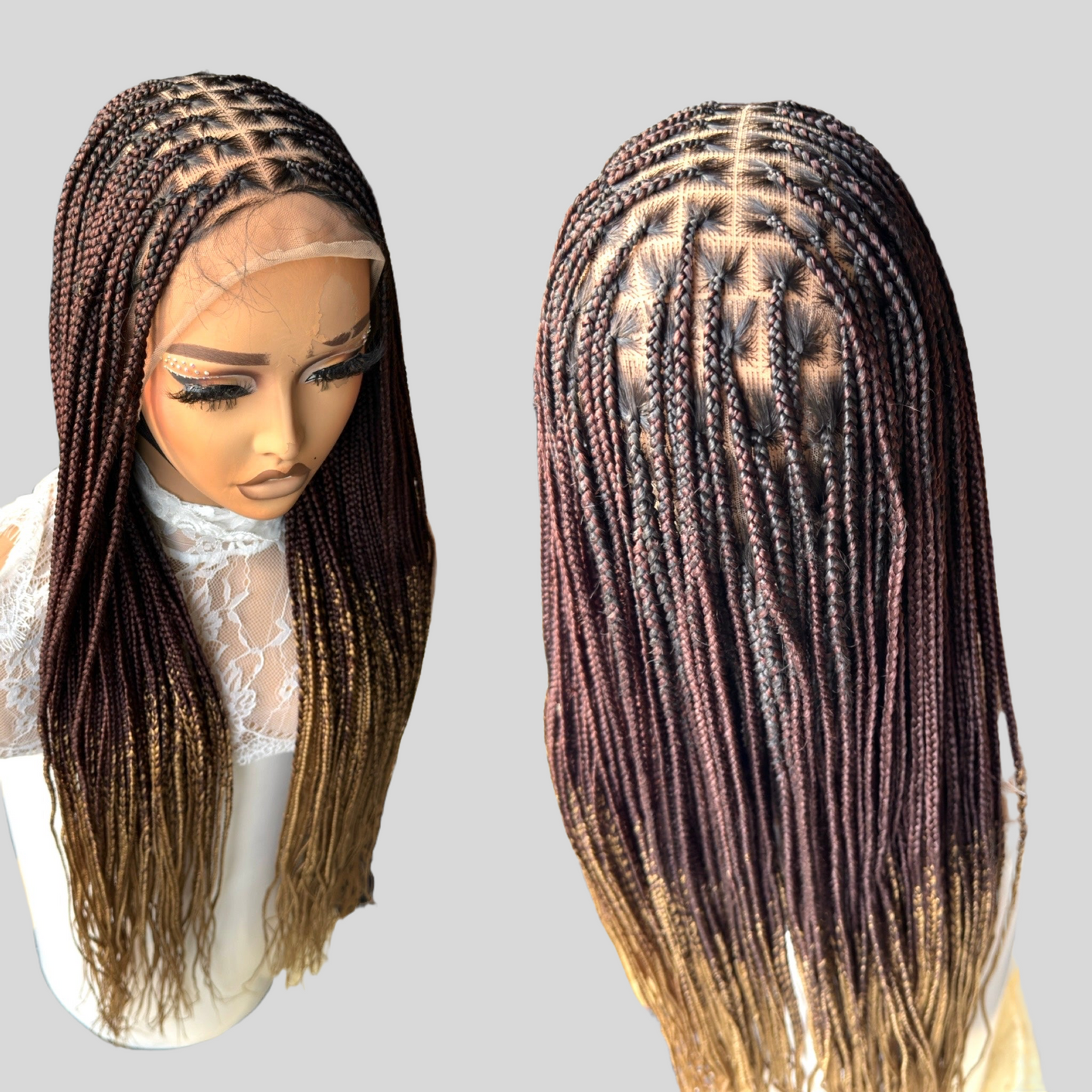 Black with brown tips 20inches knotless braids