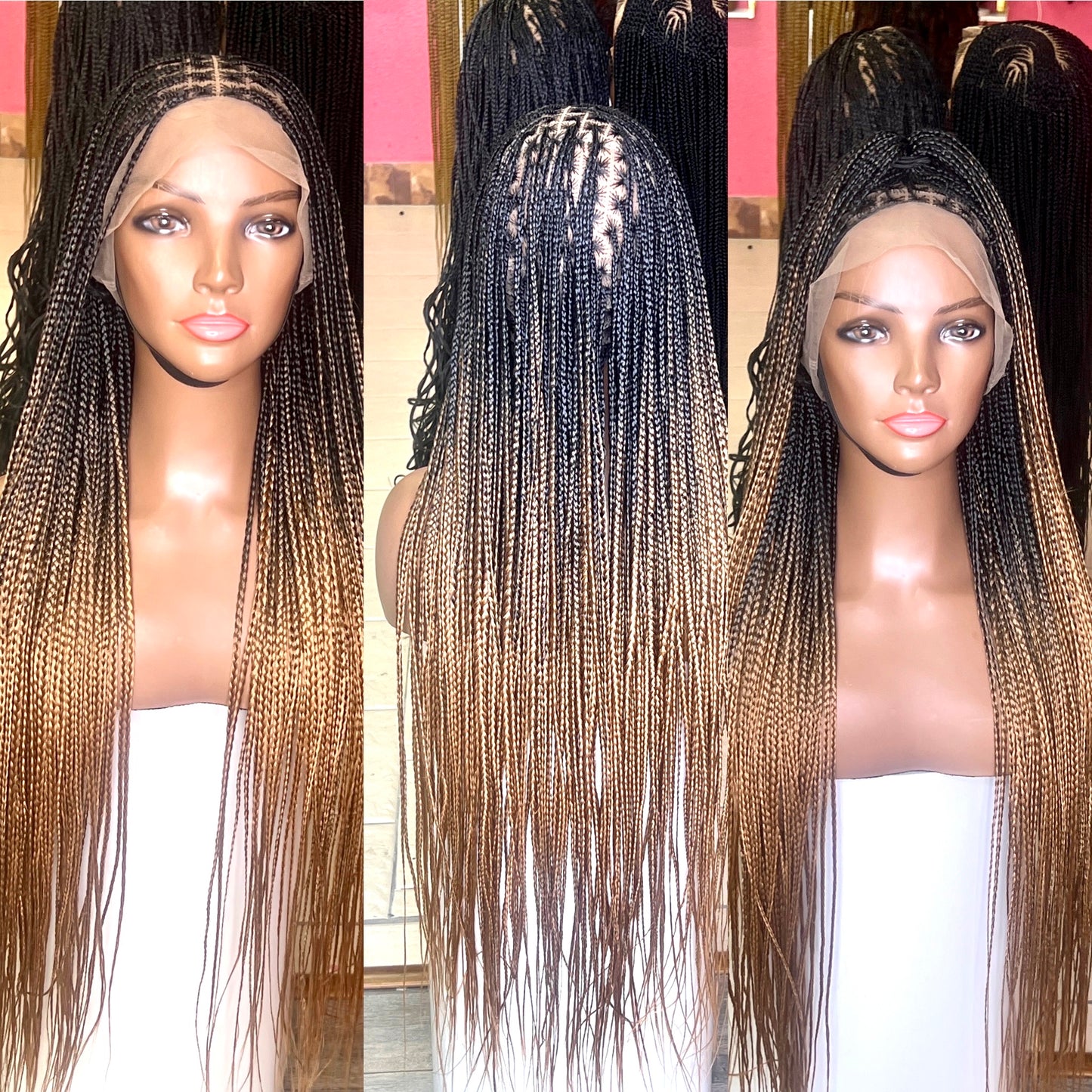 40 Inches Full Lace Front Knotless Box Braided Wigs With Baby Hair Super Long Synthetic Braids Wig For Black Women