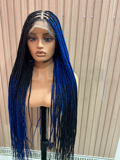 Blue and black cross braids