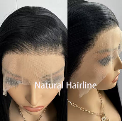 Black straight lace front synthetic wig