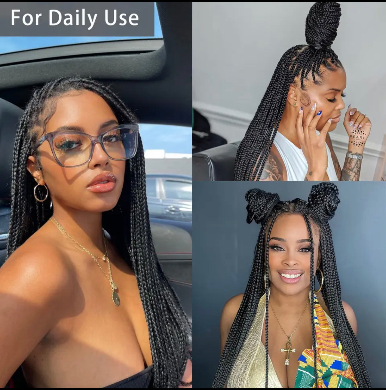 40 Inches Full Lace Front Knotless Box Braided Wigs With Baby Hair Super Long Synthetic Braids Wig For Black Women