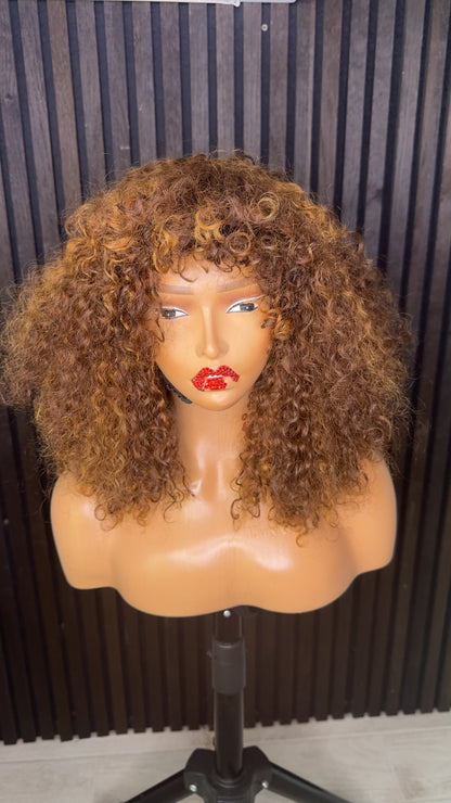 Mix tone curl fringes wig