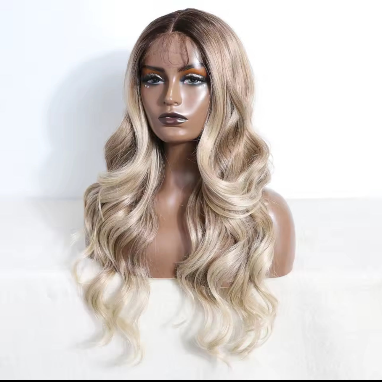 Blonde mix synthetic lace front wig