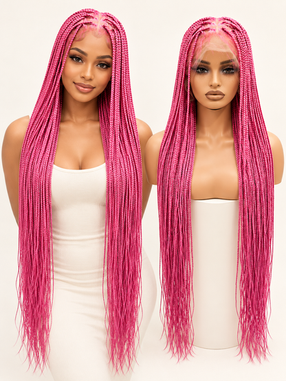 Pink knotless braided wig