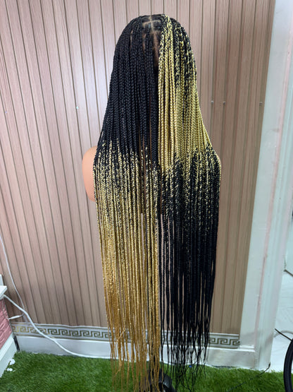 Black and blonde cross braids