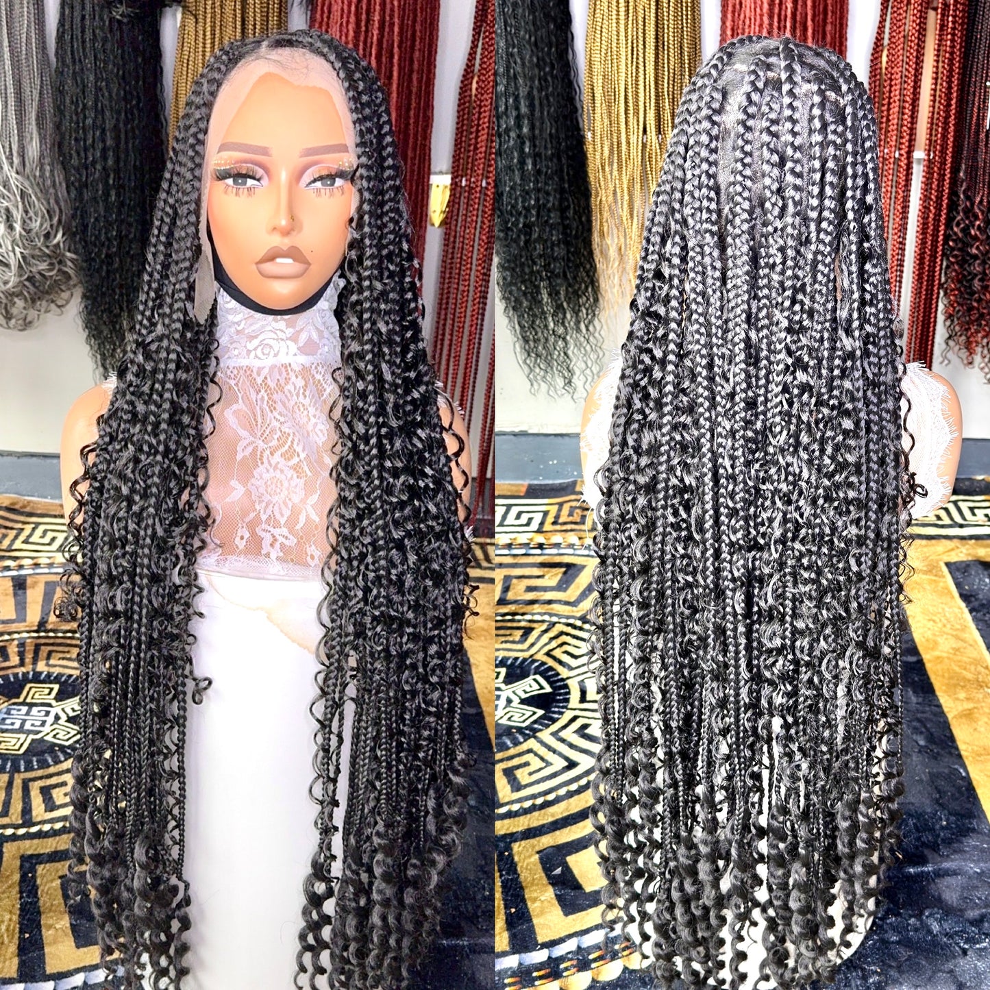 Black Boho knotless braids large knots