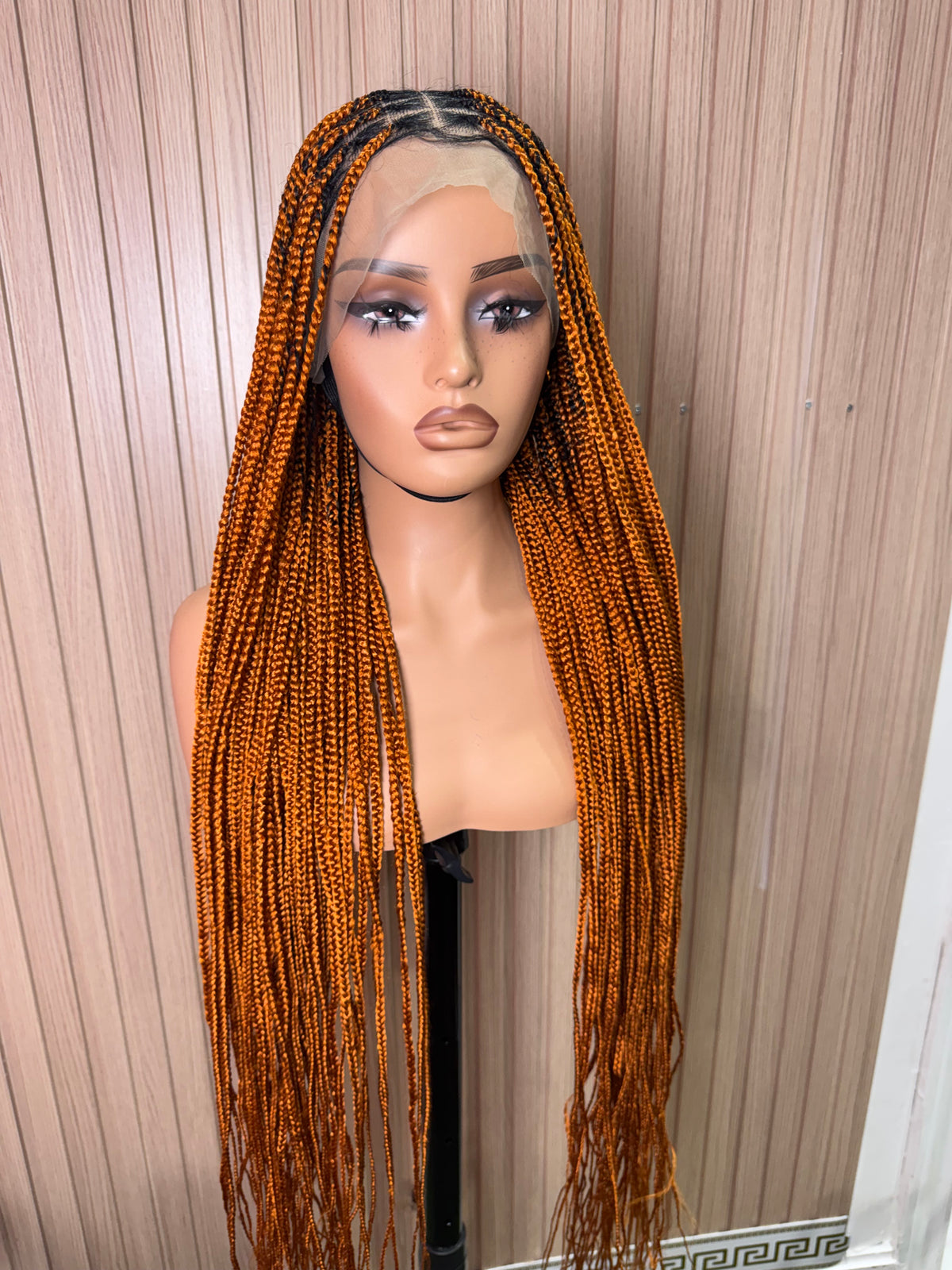 Orange color knotless braided wig