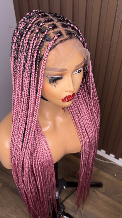 Light pink darkroot knotless braiddd wig