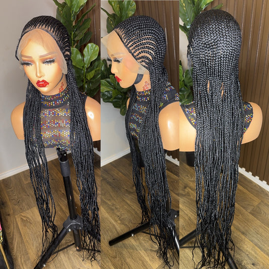 Black cornrow braided wig