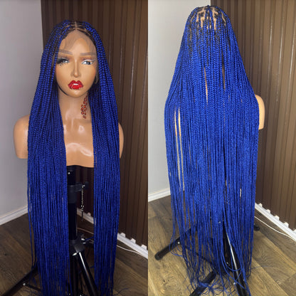 Blue knotless braided wig full lace