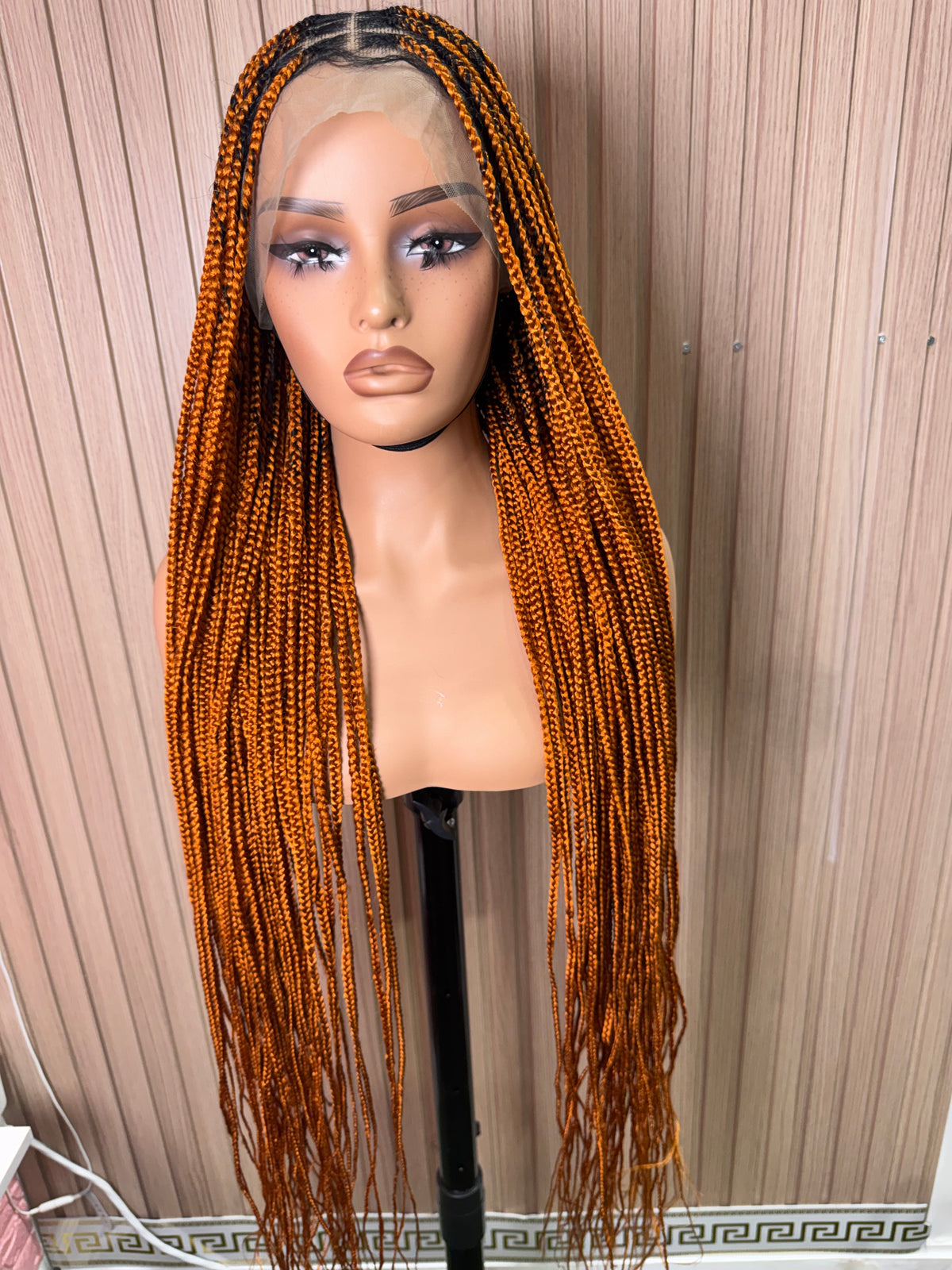 Orange color knotless braided wig