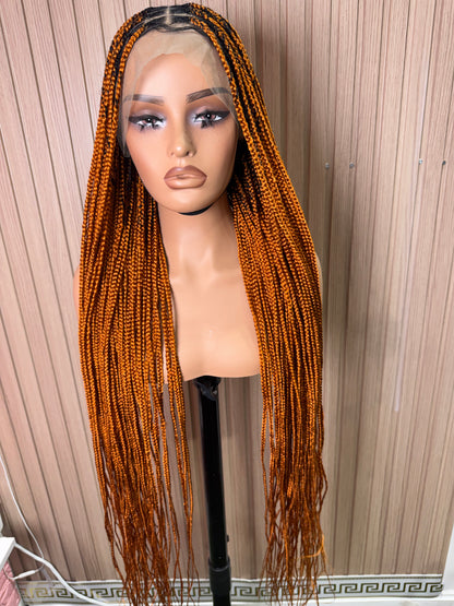 Orange color knotless braided wig