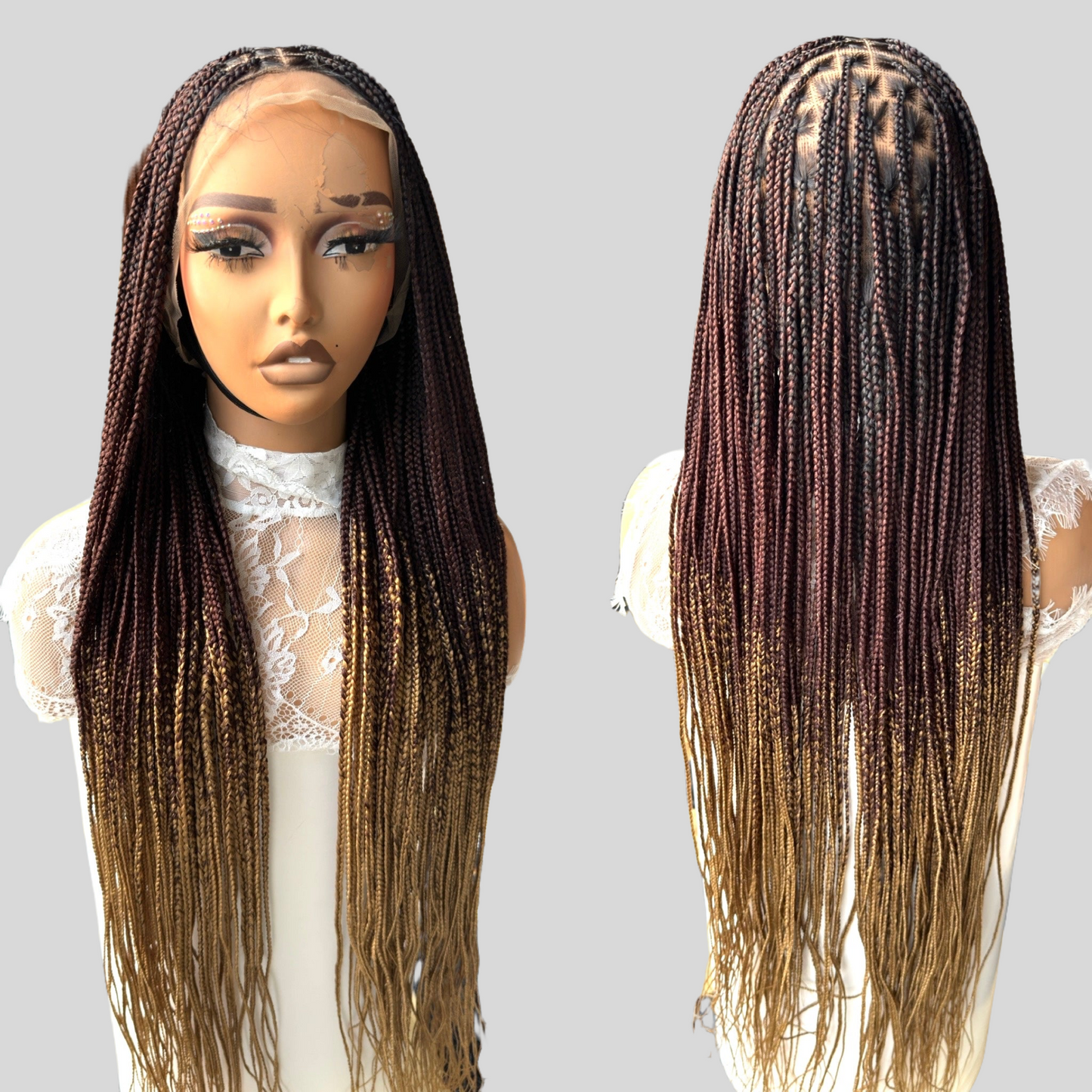 Black with brown tips 20inches knotless braids