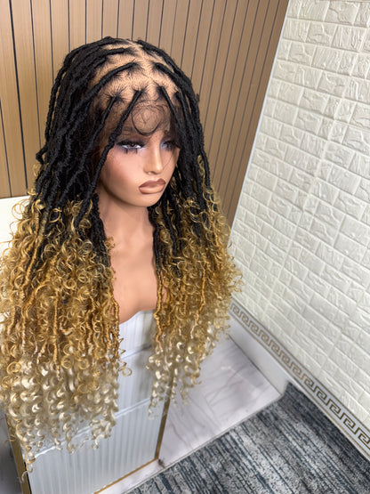 Boho locs knotless braided wig blonde and black