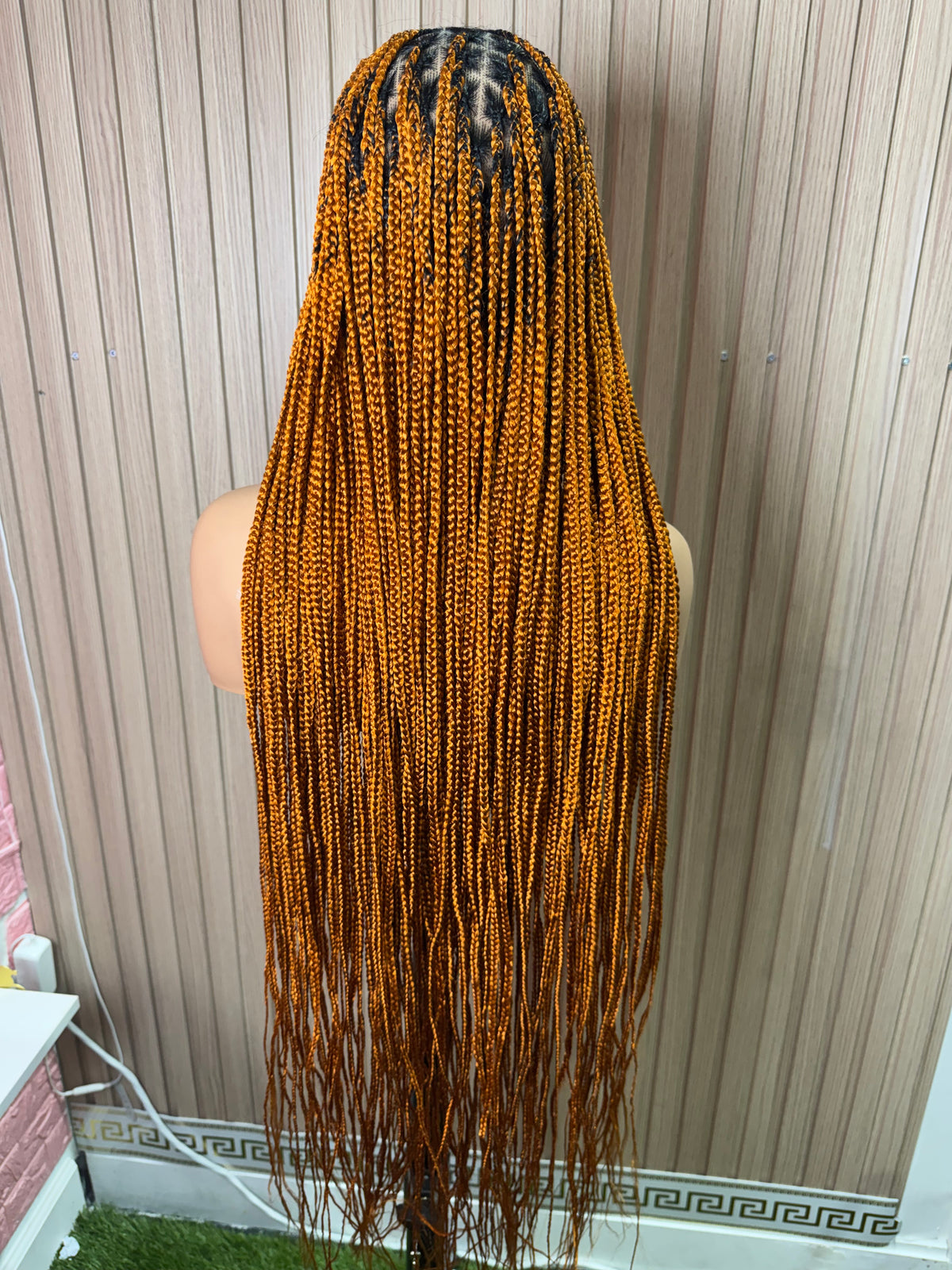 Orange color knotless braided wig