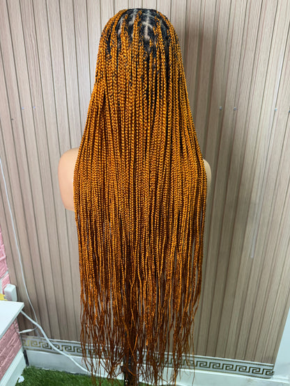 Orange color knotless braided wig