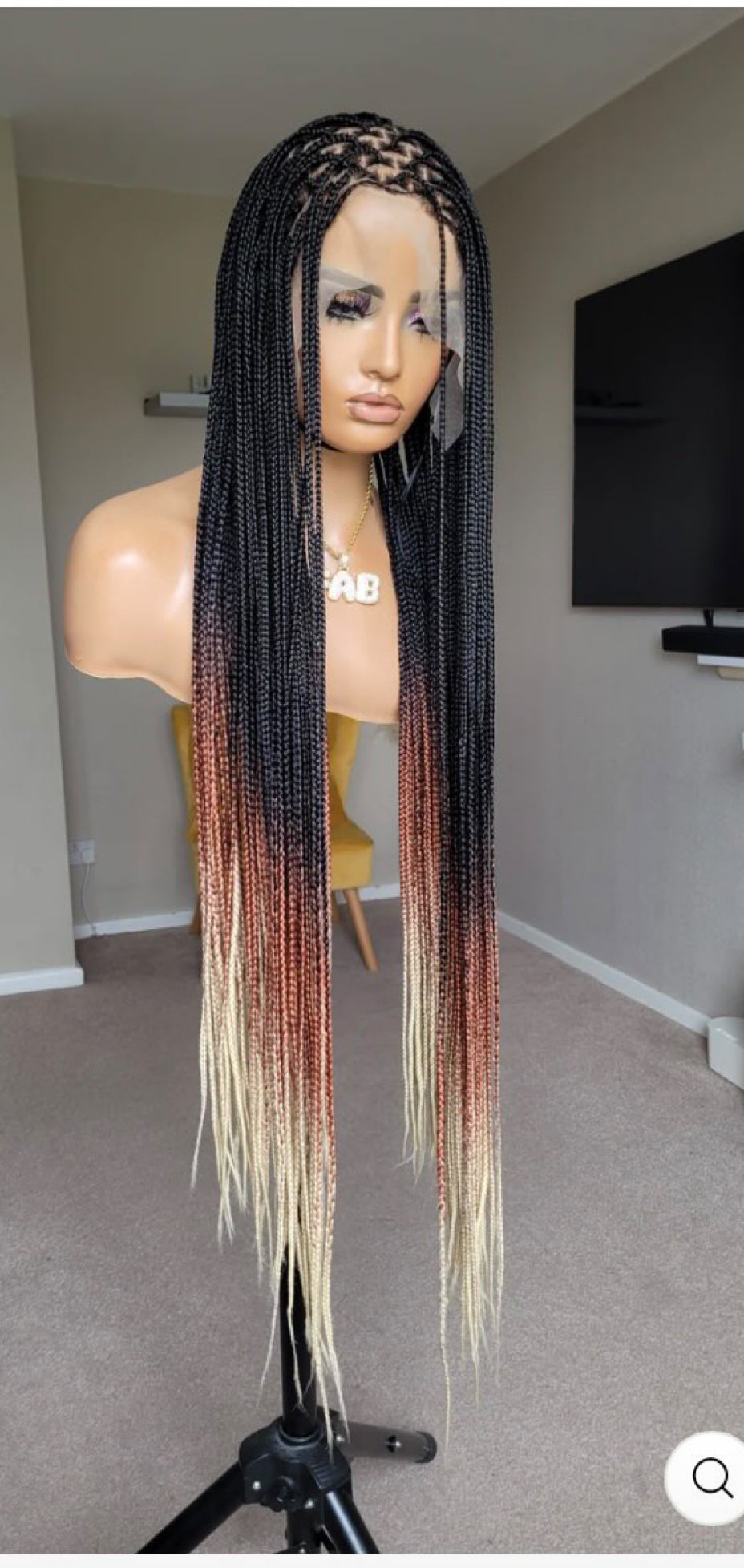 Black with brown tips 20inches knotless braids