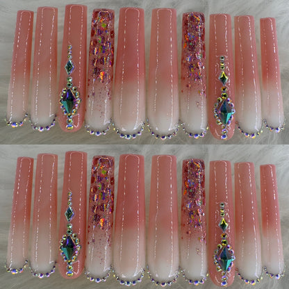 Natural tone long press on nails