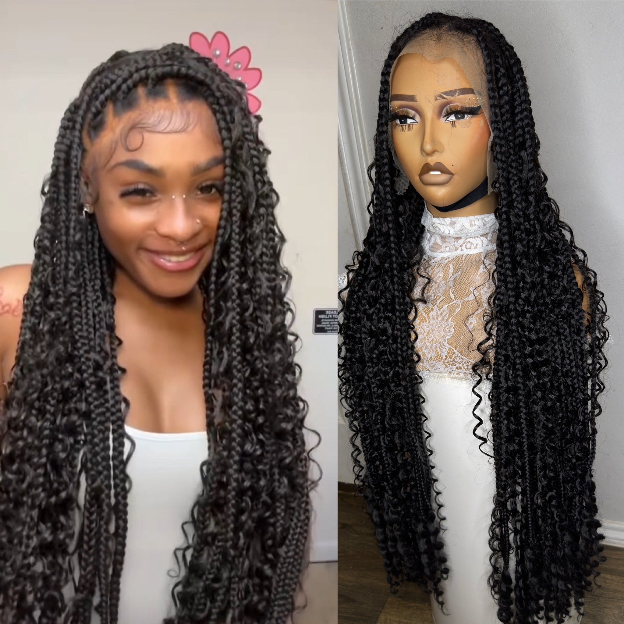 Black Boho knotless braids large knots β HOL stores