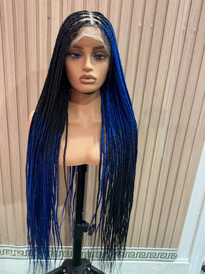 Blue and black cross braids