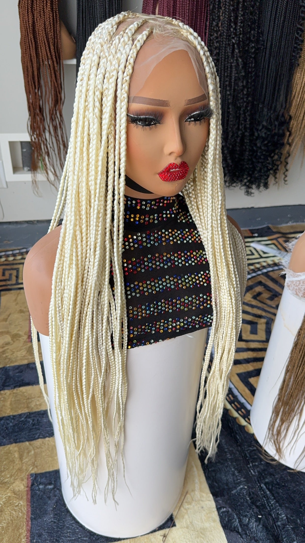 Platinum blonde braided wig