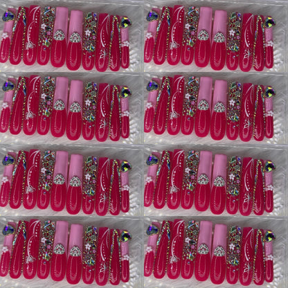 Pink nails acrylic press on nails