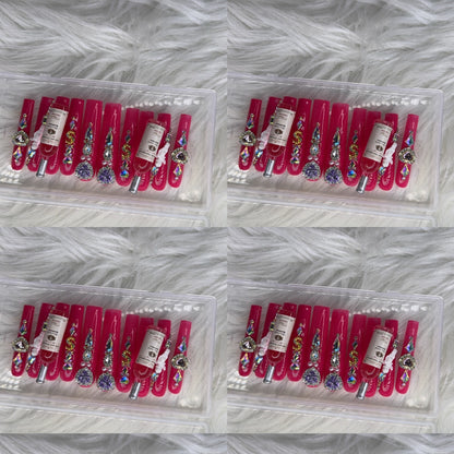 Pink acrylic press on nails with champagne