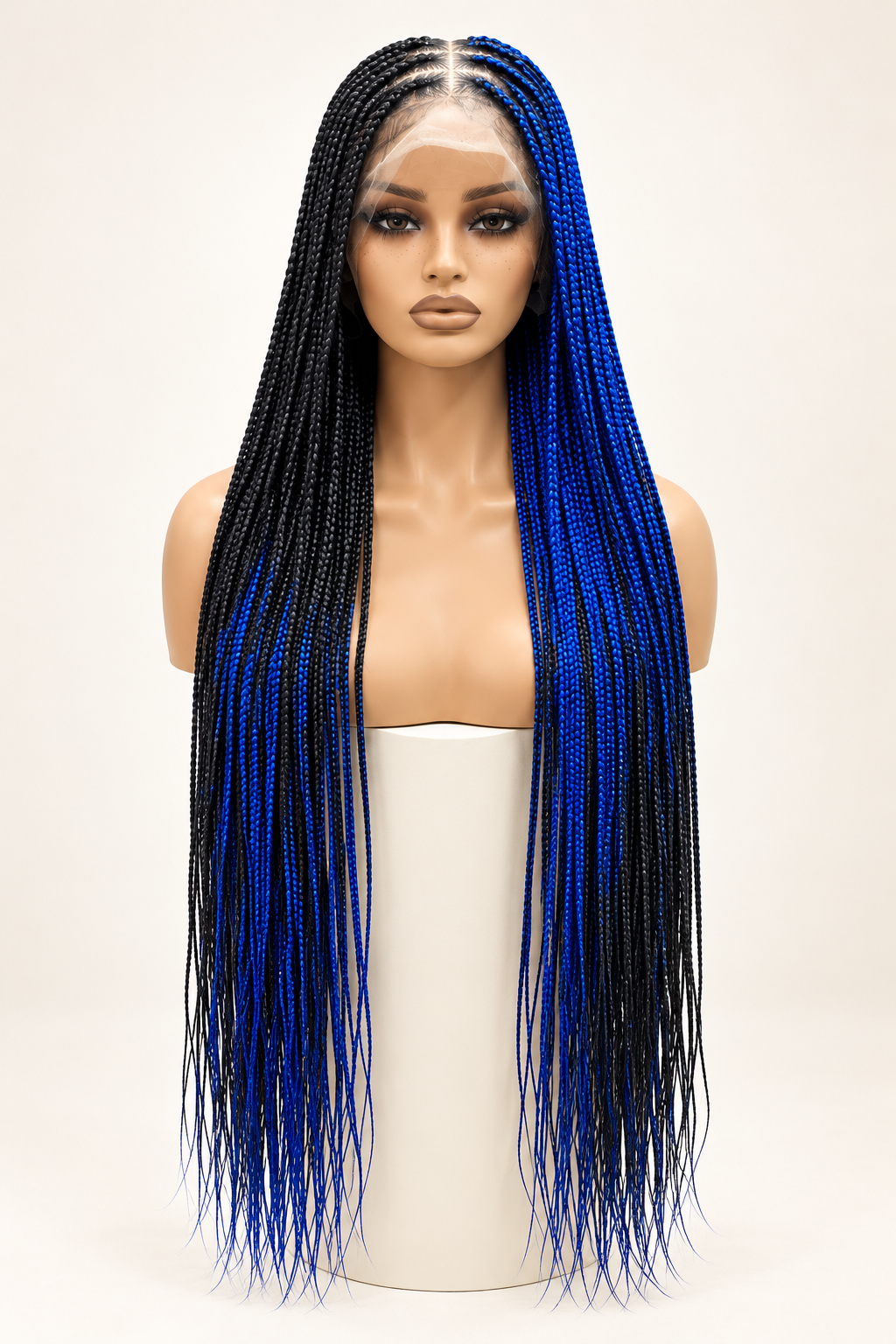 Blue and black cross braids