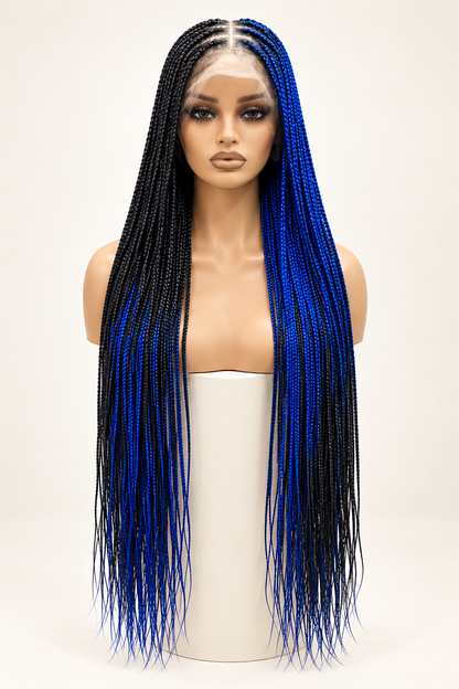Blue and black cross braids