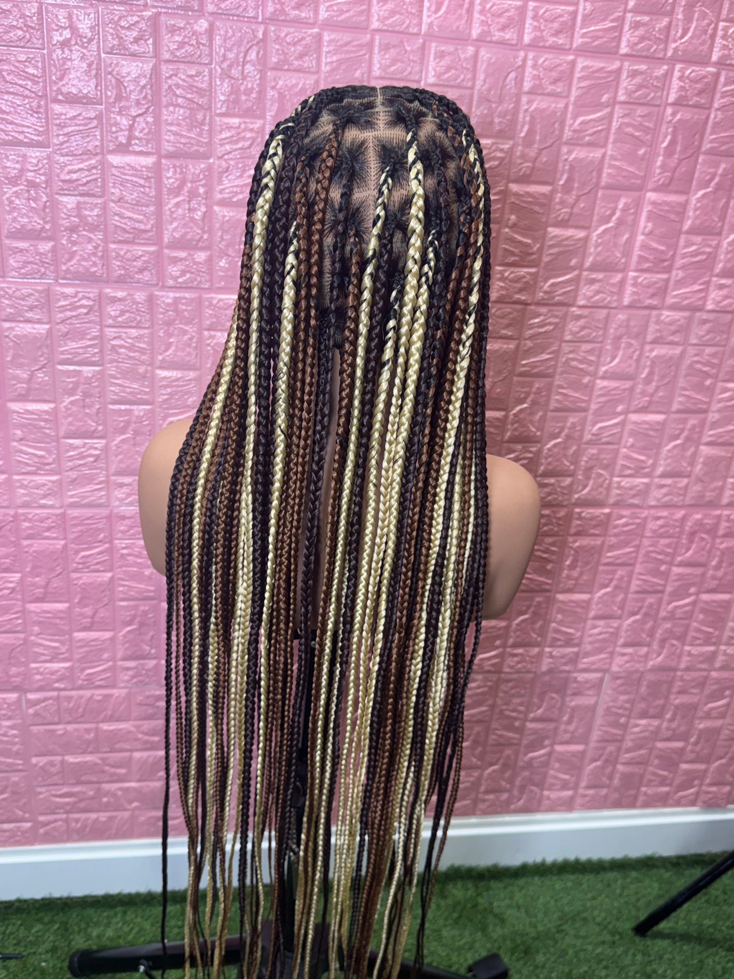 Chocolate mix knotless braided wig fullace clearance sales