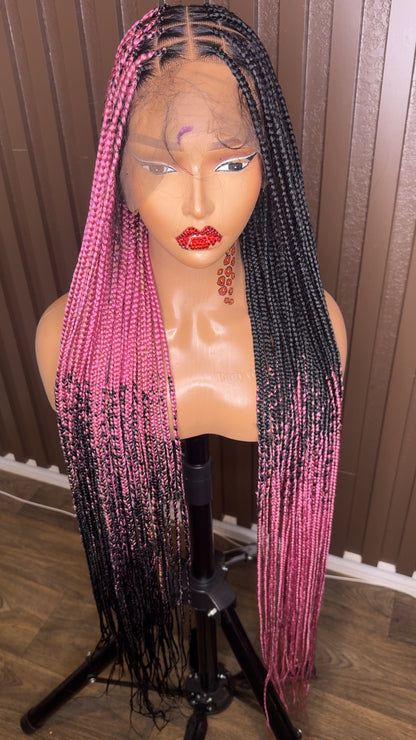 Cross braids dark pink