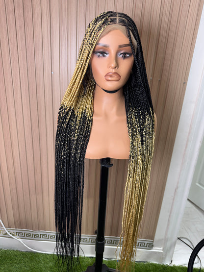 Black and blonde cross braids