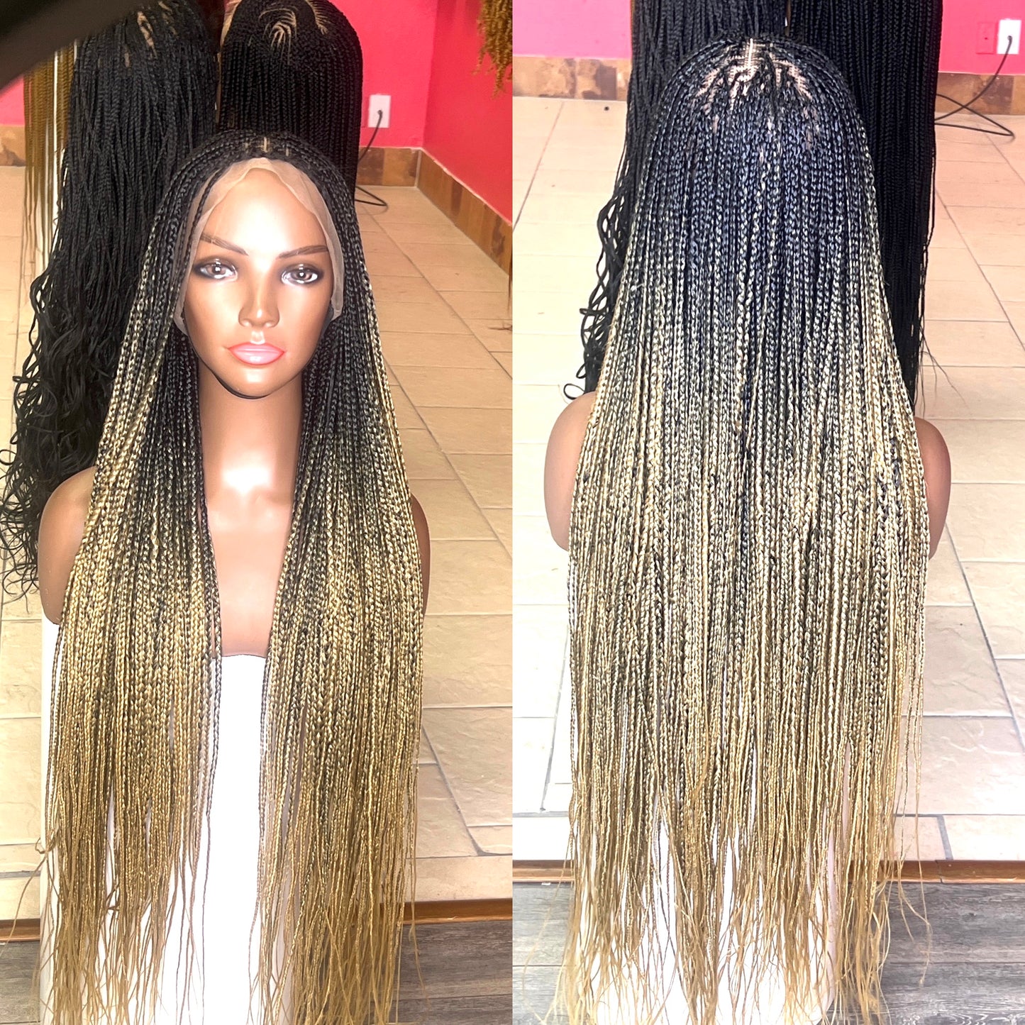 40 Inches Full Lace Front Knotless Box Braided Wigs With Baby Hair Super Long Synthetic Braids Wig For Black Women