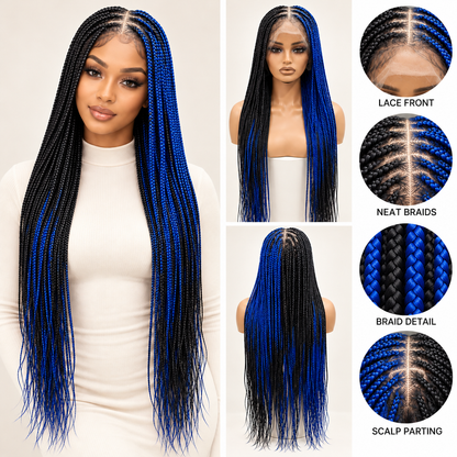 Blue and black cross braids