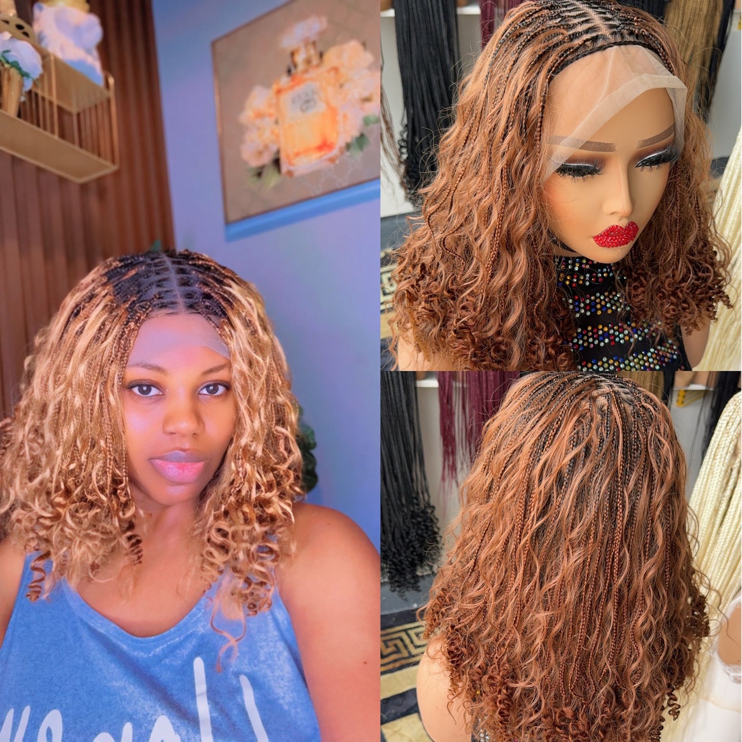 Honey blonde short boho braids