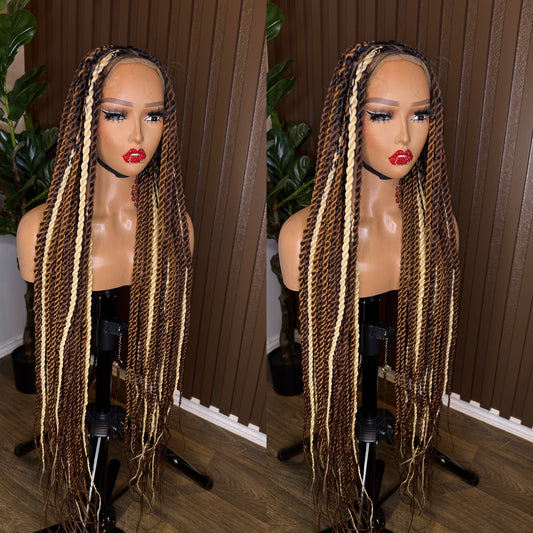 Jumbo twist two tone braided wig