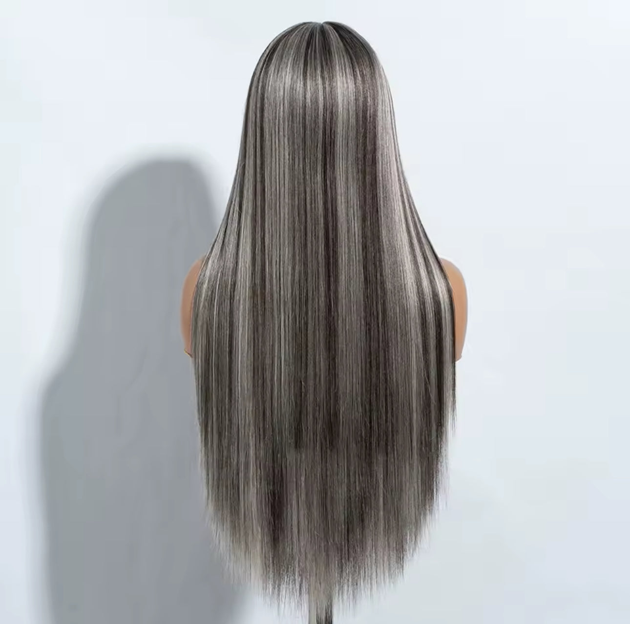 Gray highlights synthetic wig