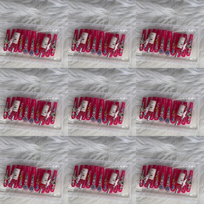 Pink acrylic press on nails with champagne